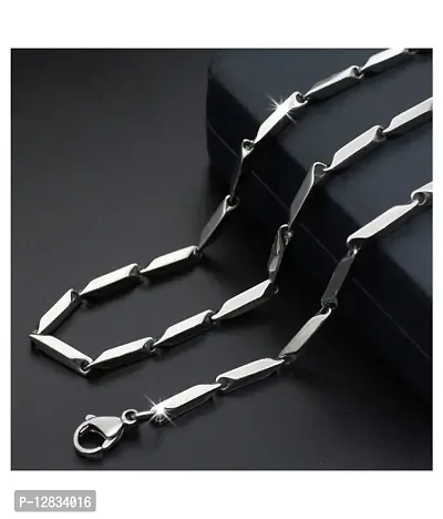 PS CREATION Perfect Stainless Steel Silver Rice Chain For Boys And Men (Silver)-thumb2