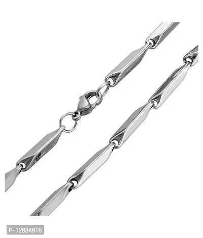 PS CREATION Perfect Stainless Steel Silver Rice Chain For Boys And Men (Silver)-thumb5