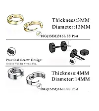 PS CREATION 9 Pairs Stud Earrings Hoop Earrings Set for Men Women Stainless Steel Earring-thumb3