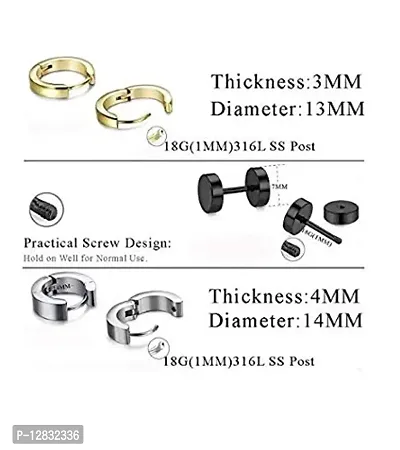 PS CREATION 9 Pairs Stud Earrings Hoop Earrings Set for Men Women Stainless Steel Earring-thumb4