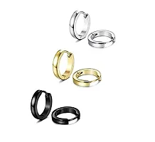 PS CREATION 9 Pairs Stud Earrings Hoop Earrings Set for Men Women Stainless Steel Earring-thumb2