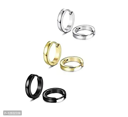 PS CREATION 9 Pairs Stud Earrings Hoop Earrings Set for Men Women Stainless Steel Earring-thumb3