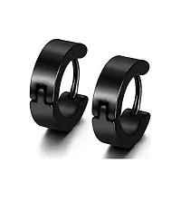 PS CREATION Stainless Steel Black Silver Piercing Hoop Bali Stud Earrings Combo pack Ear rings for men boys boyfriend girls Women-thumb3