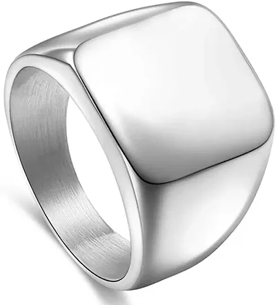 PS CREATION Signet Ring Solid Polished Stainless Steel Biker Rings for Men Women,Ideal Gift for Dad & Boyfriend