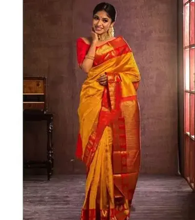 Stylish Linen Blend Saree With Blouse Piece For Women