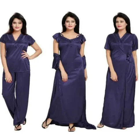 Hot Selling Satin Nighty With Robe Women's Nightwear 