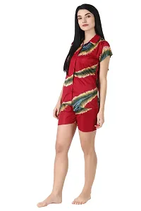 Fancy Satin Printed Night Top Shorts Set For Women-thumb1