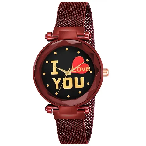 New Fashion I love You color Dial With Maganet Strap For Girl Designer Fashion Wrist Analog Watch - For Girls