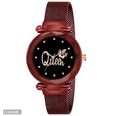 New Fashion Queen Black dial Red Maganet Strap For Girl Designer Fashion Wrist Analog Watch - For Girls