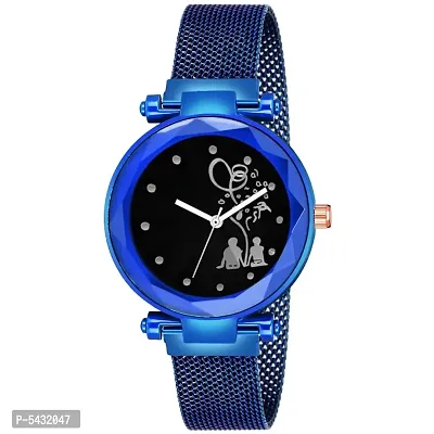 New Fashion Bethu Couple Black dial Blue Maganet Strap For Girl Analog Watch - For Girls