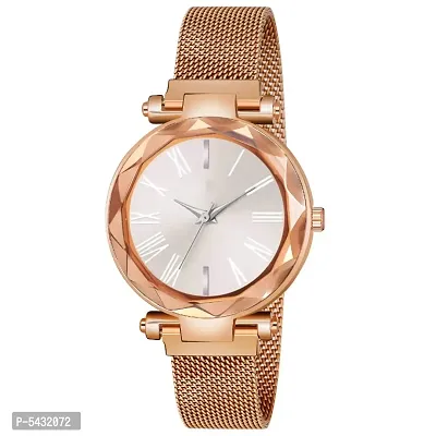 New Fashion Silver Color Roman Digit dial Rose gold Maganet Strap For Girl Designer Fashion Wrist Analog Watch - For Girls-thumb0