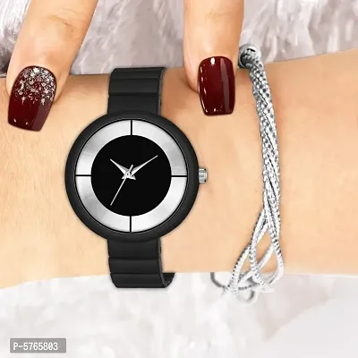 New Fashion BlackSilver Dial With Black Metal Strap For Girl Women Designer Fashion Wrist Analog Watch - For Girls-thumb0