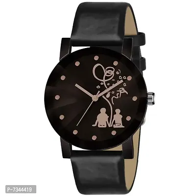 Csamon Black Bethu Couple Dial Black Leather Strap For Men