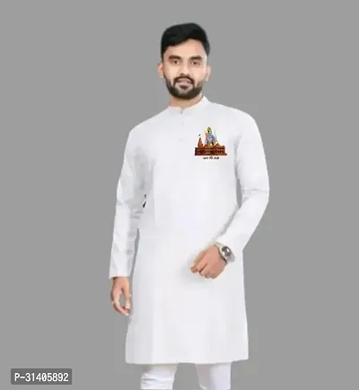 Reliable White Cotton Solid Mid Length Kurta For Men