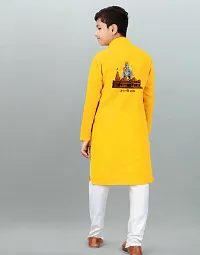 Stylish Yellow Cotton Printed Kurta Sets For Boys-thumb1