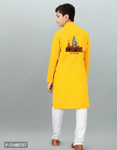 Stylish Yellow Cotton Printed Kurta Sets For Boys-thumb2