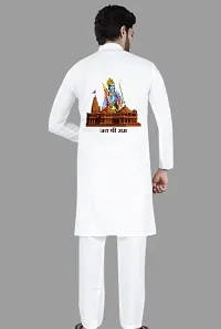 Reliable White Cotton Solid Mid Length Kurta For Men-thumb1