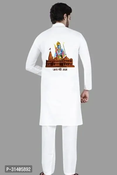 Reliable White Cotton Solid Mid Length Kurta For Men-thumb2