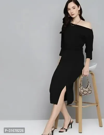 Stylish Black Lycra Bodycon Bodycon Dress For Women-thumb0