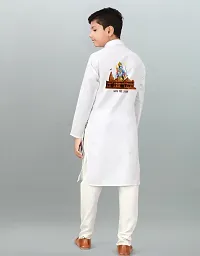 Stylish White Cotton Printed Kurta Sets For Boys-thumb1