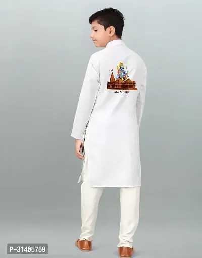 Stylish White Cotton Printed Kurta Sets For Boys-thumb2