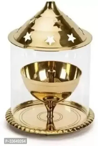 Classy Brass, Glass Table Diya (Height- 4 Inch)-thumb0