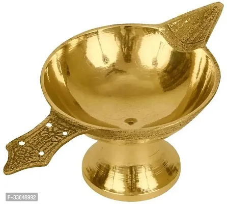 Classy Pure Brass ( 2 No ) Akhand Laxmi Deepak Pital Diya /Deepak For Arti Brass Table Diya (Height- 1.18 Inch)-thumb0