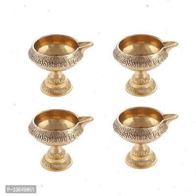 Classy Brass (Pack Of 4) Table Diya (Height- 2 Inch)-thumb0