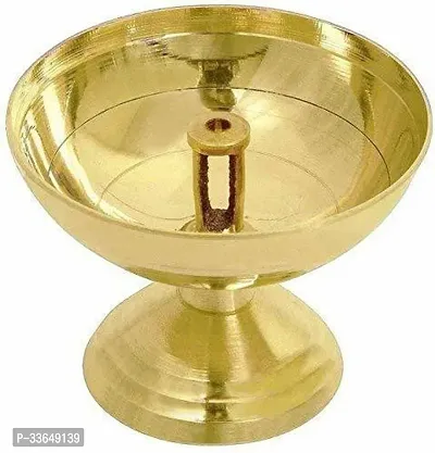 Classy Golden Akhand Jyoti 3 Inch Diameter Brass (Pack Of 2) Table Diya Set (Height- 2.9 Inch)-thumb0