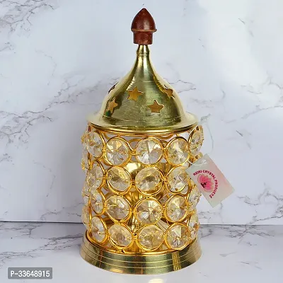 Classy Brass Akhand Jyot Diya Royal Design Lantern For Diwali Brass Table Diya (Height- 5 Inch)-thumb0