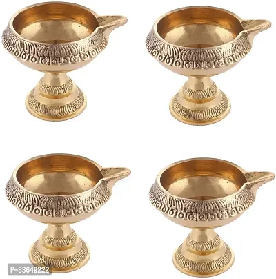 Classy Brass (Pack Of 4) Table Diya (Height- 2.16 Inch)-thumb0