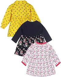 babeezworld Baby Girl Cotton Dress - Full Sleeves Knee Length fit and Flare Frock jhabla Regular fit top Pack of 3-thumb1