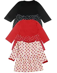 babeezworld Baby Girl?s Pure Cotton Knee Length Dress Pack of 3-thumb1