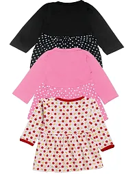 babeezworld Baby Girl?s Pure Cotton Knee Length Dress Pack of 3-thumb1