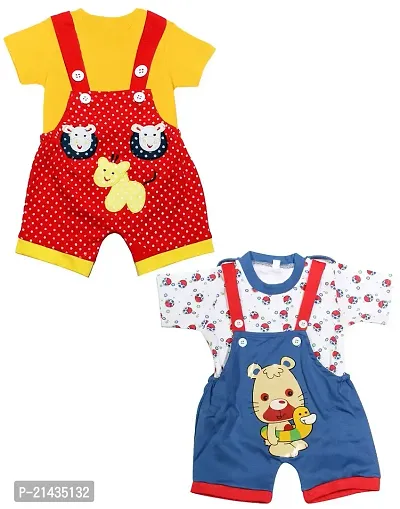 babeezworld Dungaree for Boys  Girls Casual Printed Pure Cotton-Pack of 2 (9101990001213-$P;)