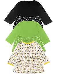 babeezworld Pure Cotton Baby Girl?s Knee Length Dress Pack of 3-thumb1