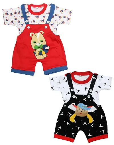 babeezworld Dungaree for Boys Girls Casual Pure Cotton-Pack of 2 (9101990001213-$P;)