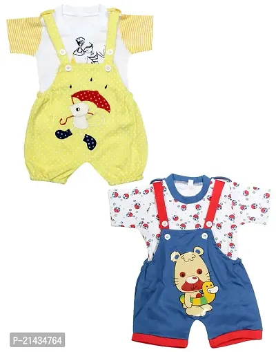 babeezworld Dungaree for Boys  Girls Casual Printed Pure Cotton-Pack of 2 (9101990001213-$P;)