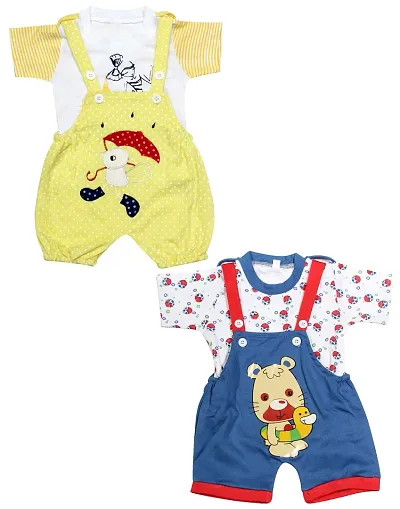 babeezworld Dungaree for Boys & Girls Casual Printed Pure Cotton-Pack of 2 (9101990001213-$P;)