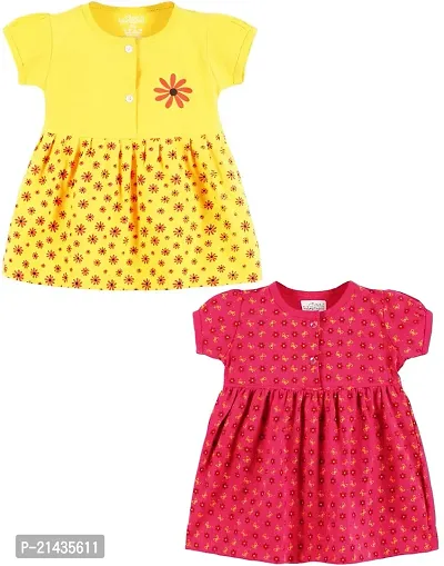 babeezworld? Cotton Baby Girl Dress -?? Knee Length fit and Flare Dress Frock jhabla Pack of 2