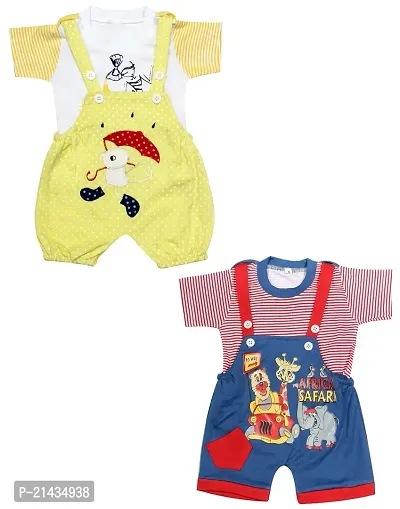 babeezworld Dungaree for Boys  Girls Casual Printed Pure Cotton-Pack of 2 (9101990001161-$P;)-thumb0