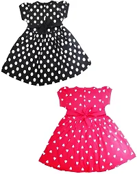 babeezworld? Cotton Baby Girl Dress -?Knee Length fit and Flare Dress Frock jhabla (Black, Red; 1-2 Years)-thumb1