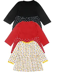 babeezworld Pure Cotton Baby Girl?s Knee Length Dress Pack of 3-thumb1