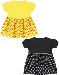 Babeezworld Cotton Baby Girl Dress - Knee Length fit and Flare Dress Frock jhabla (Yellow, Black; 0-6 Months) Pack of 2-thumb1