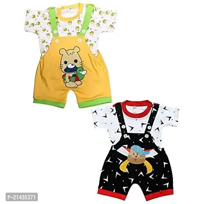 babeezworld Dungaree for Boys  Girls Casual Printed Pure Cotton-Pack of 2 (9101990001213-$P;)-thumb0