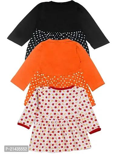 babeezworld Baby Girl?s Pure Cotton Knee Length Dress Pack of 3-thumb2