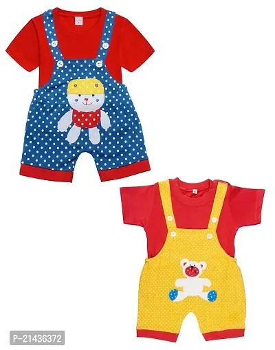 babeezworld Dungaree for Boys  Girls Casual Printed Pure Cotton-Pack of 2 (Multicolour)-thumb0