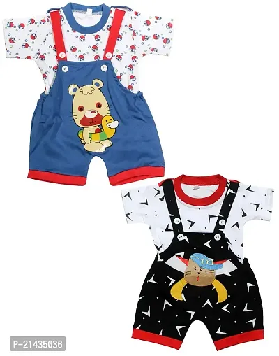 babeezworld Dungaree for Boys  Girls Casual Printed Pure Cotton-Pack of 2 (9101990001213-$P;)-thumb0