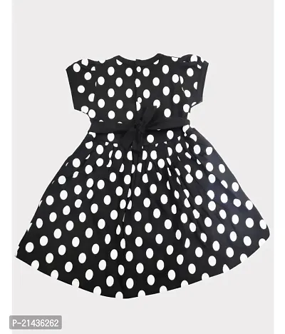 babeezworld? Cotton Baby Girl Dress -?Knee Length fit and Flare Dress Frock jhabla (Black, Red; 1-2 Years)-thumb4