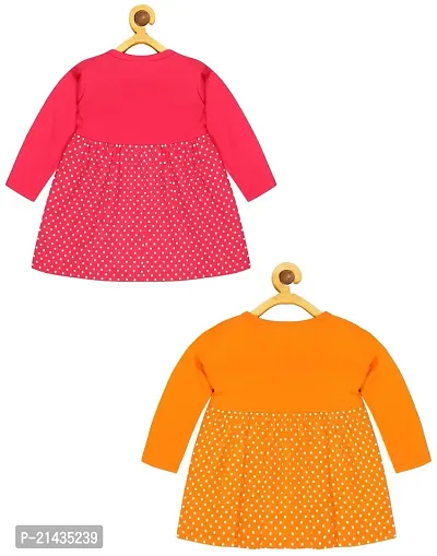 babeezworld Baby Girl Cotton Dress - Full Sleeves Knee Length fit and Flare Frock jhabla Regular fit top Pack of 2-thumb2